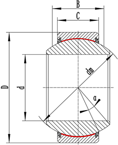 GE-FW spherical plain bearing drawing
